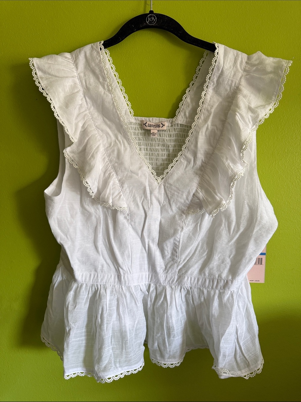 NWT Nanette Lepore White Coquette Top Shirt Blouse Size XL